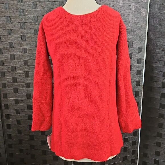 NWT Liz Claiborne Cabaret Red Crew Tunic Oversized Sweater Size Small - Picture 6 of 13